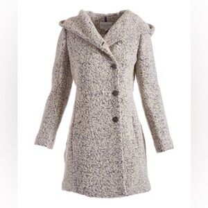 Cole Haan White/Gray Boucle Hooded Winter Coat
